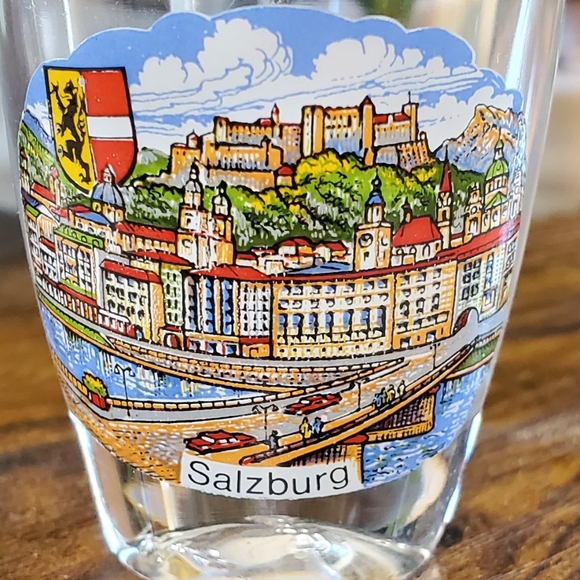 Salzburg Austria with City and Bridge Vintage Shot Glass with Gold Rim - Picture 9 of 9